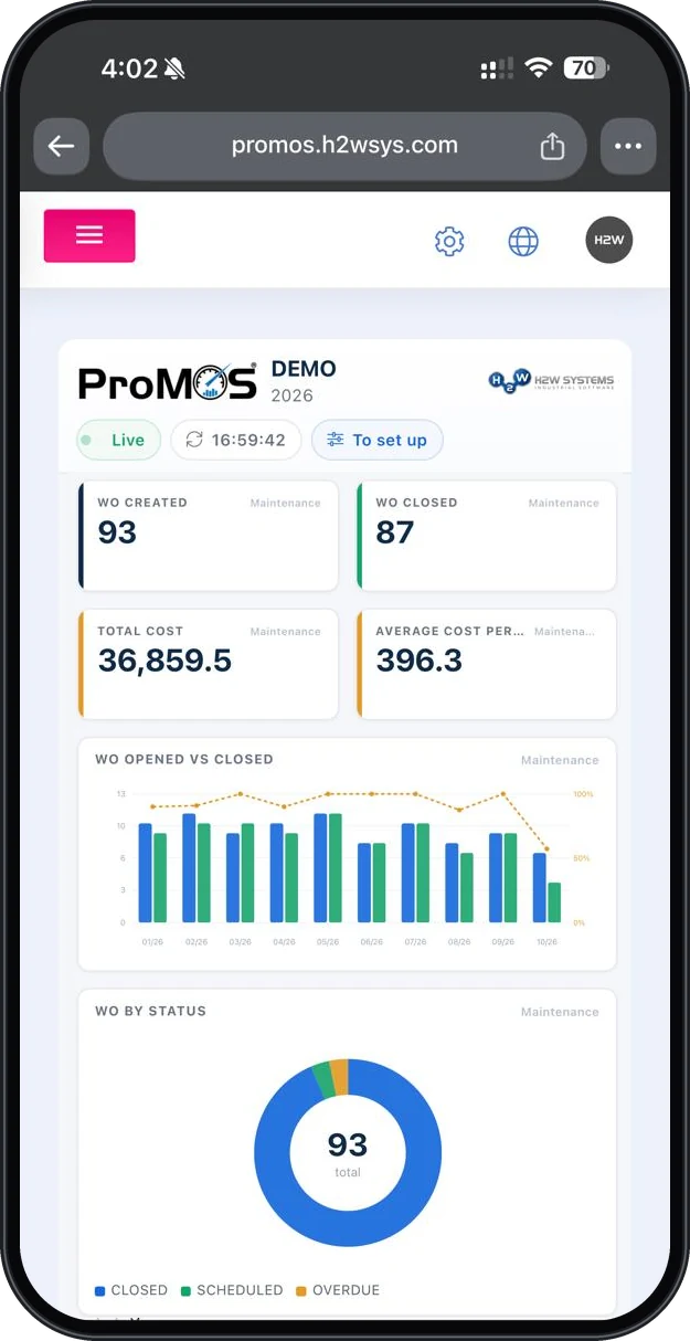 CMMS on mobile: ProMOS BI Maintenance