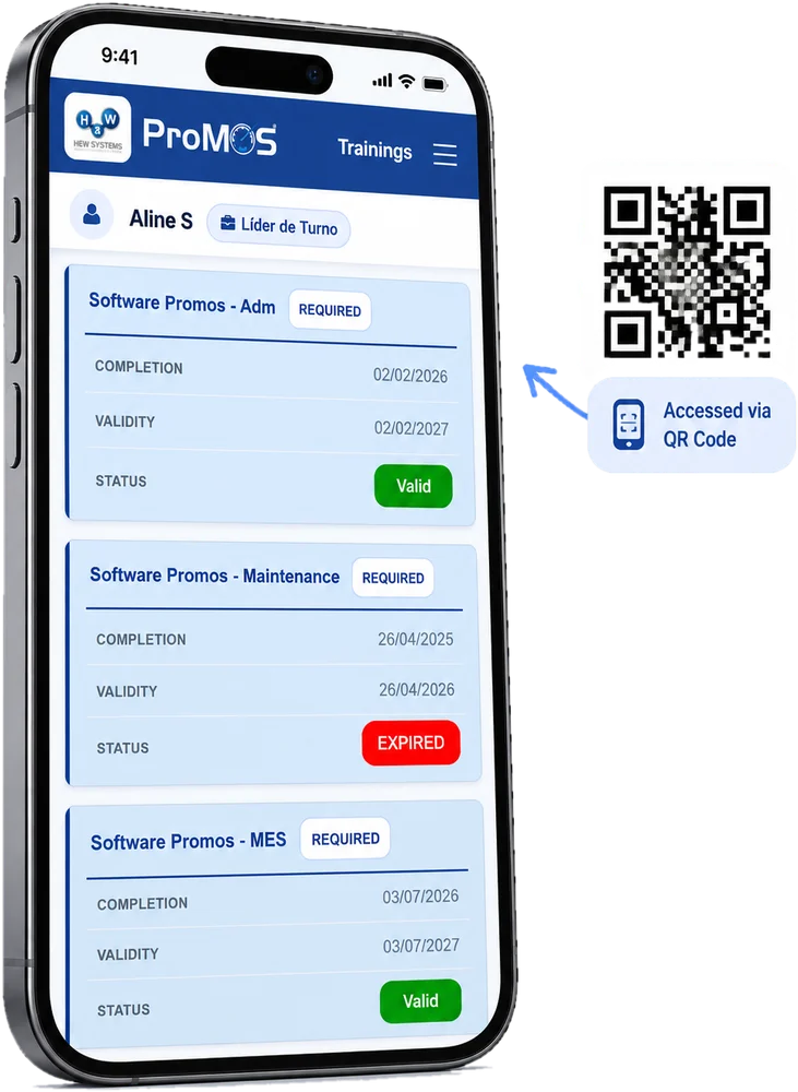 LMS on mobile: training status via QR Code