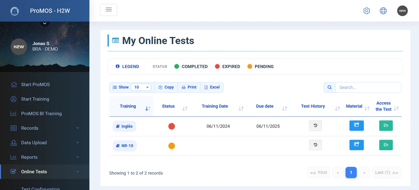 Online tests