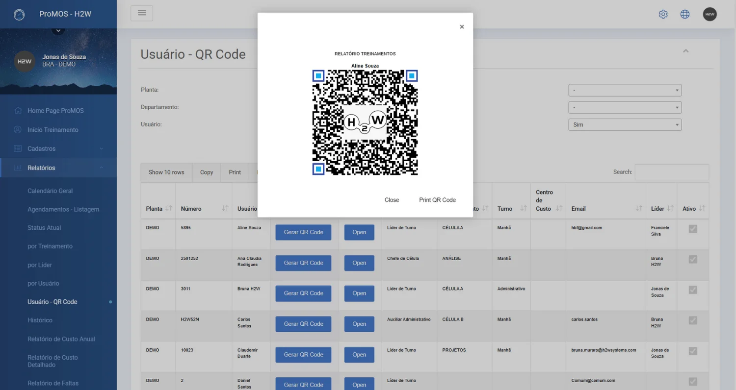 QR Code de treinamento